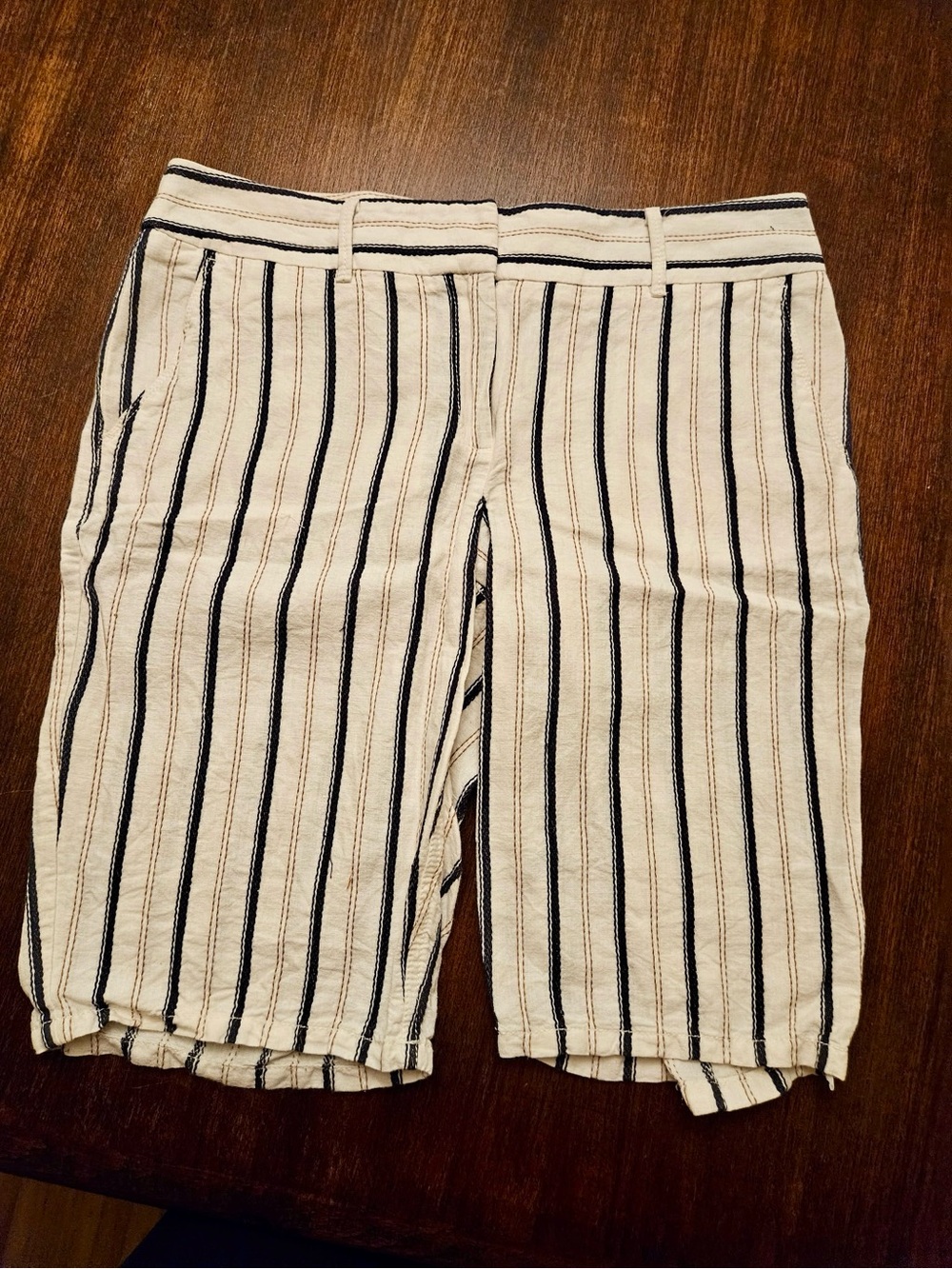 LOFT Striped Flat-Front Shorts